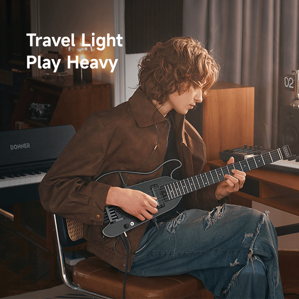 Donner HUSH X PRO Electric Guitar Kit - Smart Travel Guitar with Donner HUSH X PRO Electric Guitar Kit - Smart Travel Guitar with