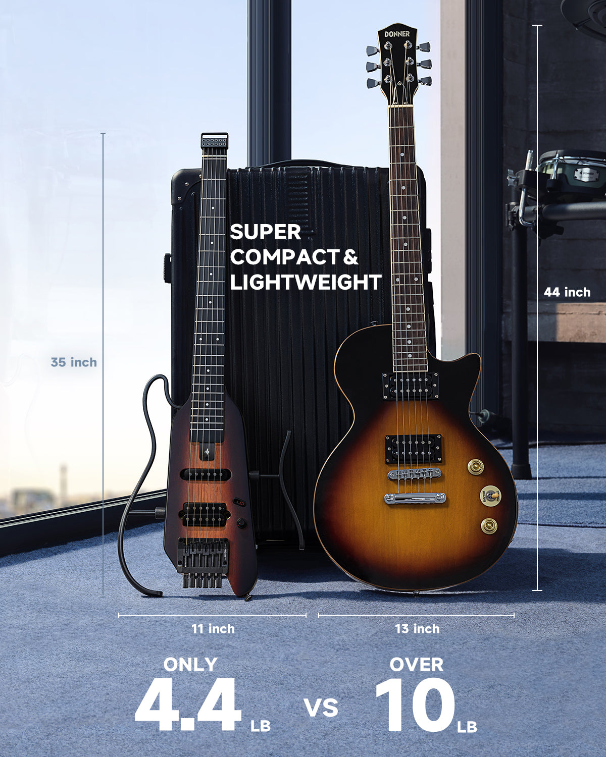 Donner HUSH™ X Electric Guitar-Sunburst##
