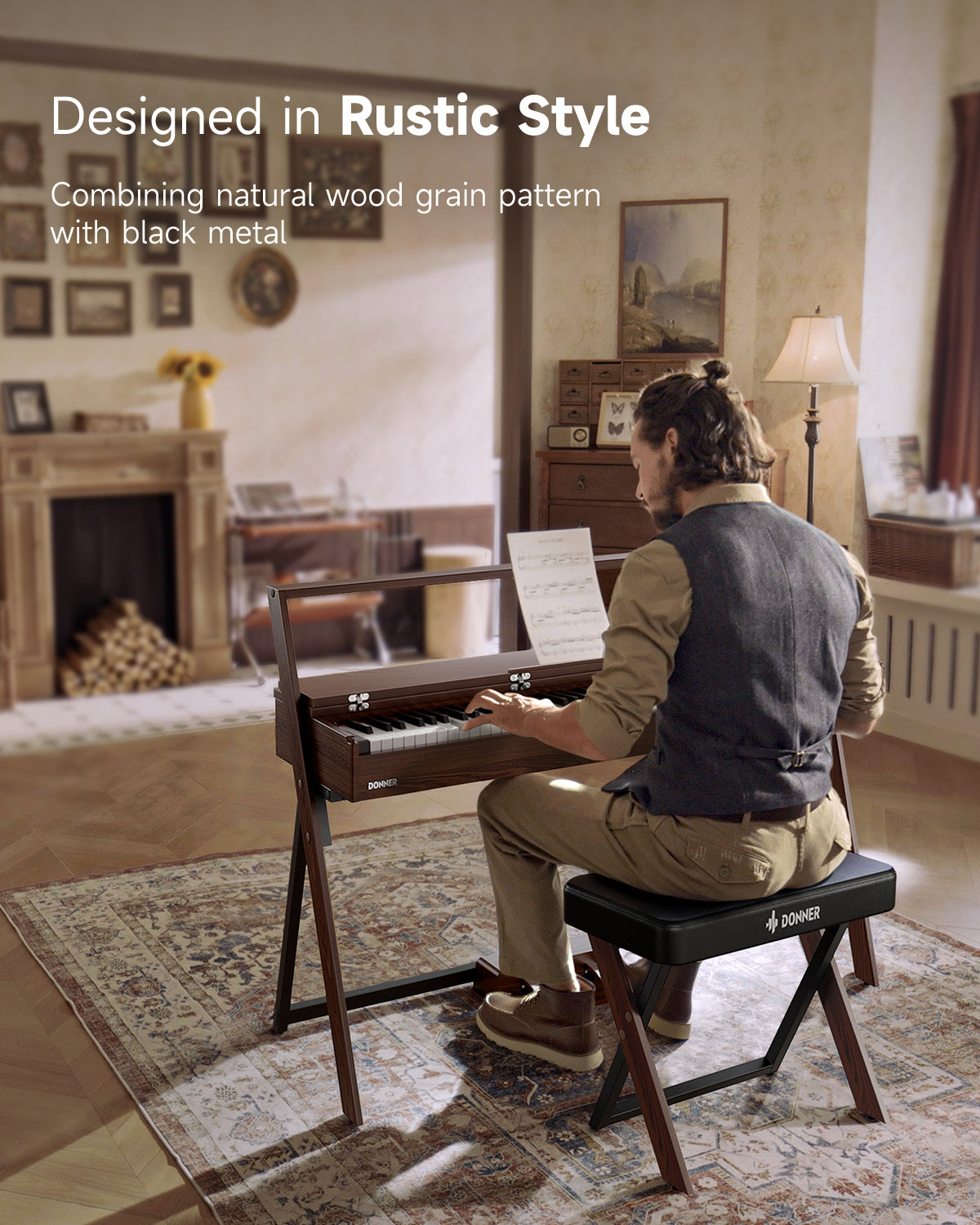 Donner Oura R300 88-key Home Digital Piano-Walnut##