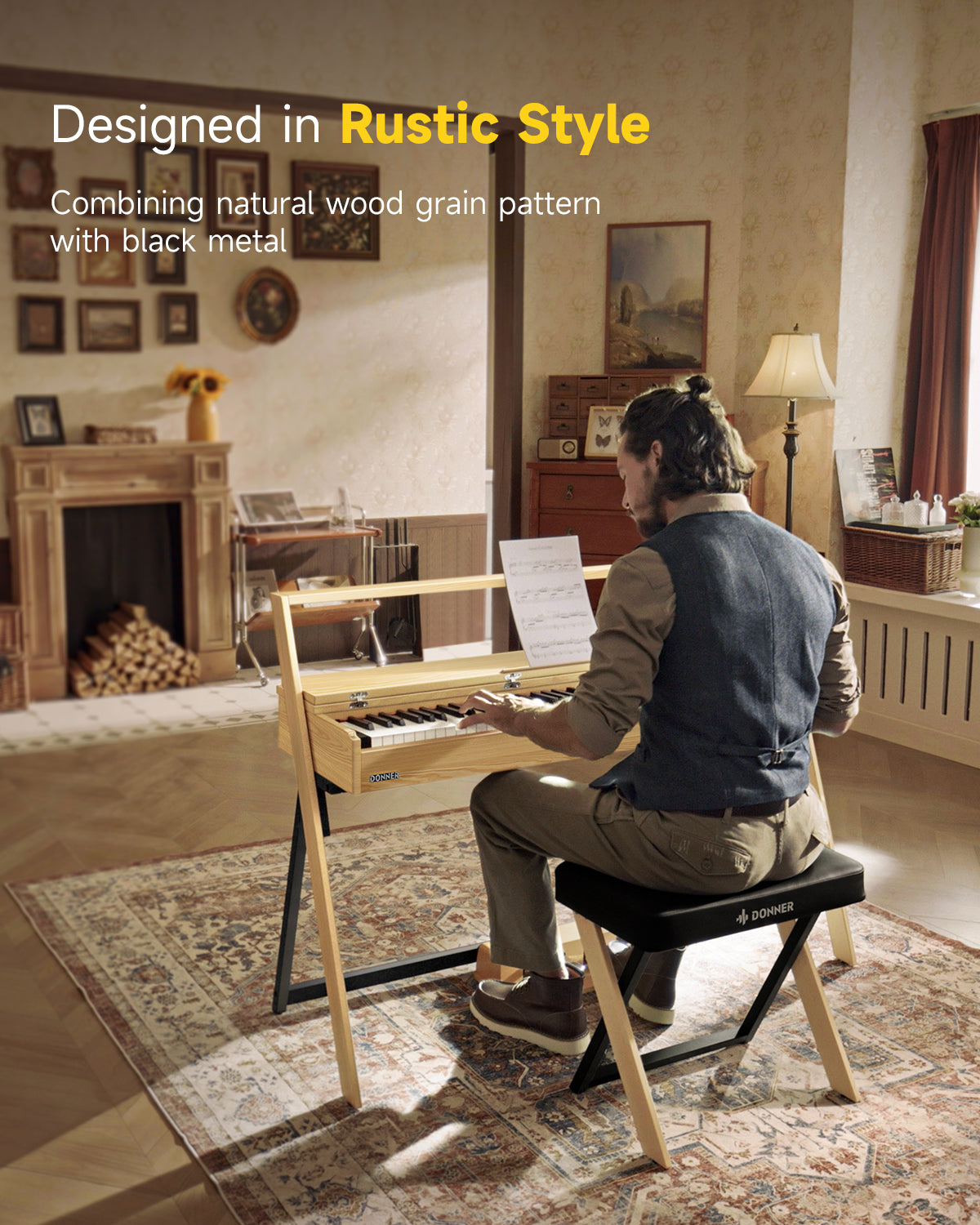 Donner Oura R300 88-key Home Digital Piano-Light Wood##