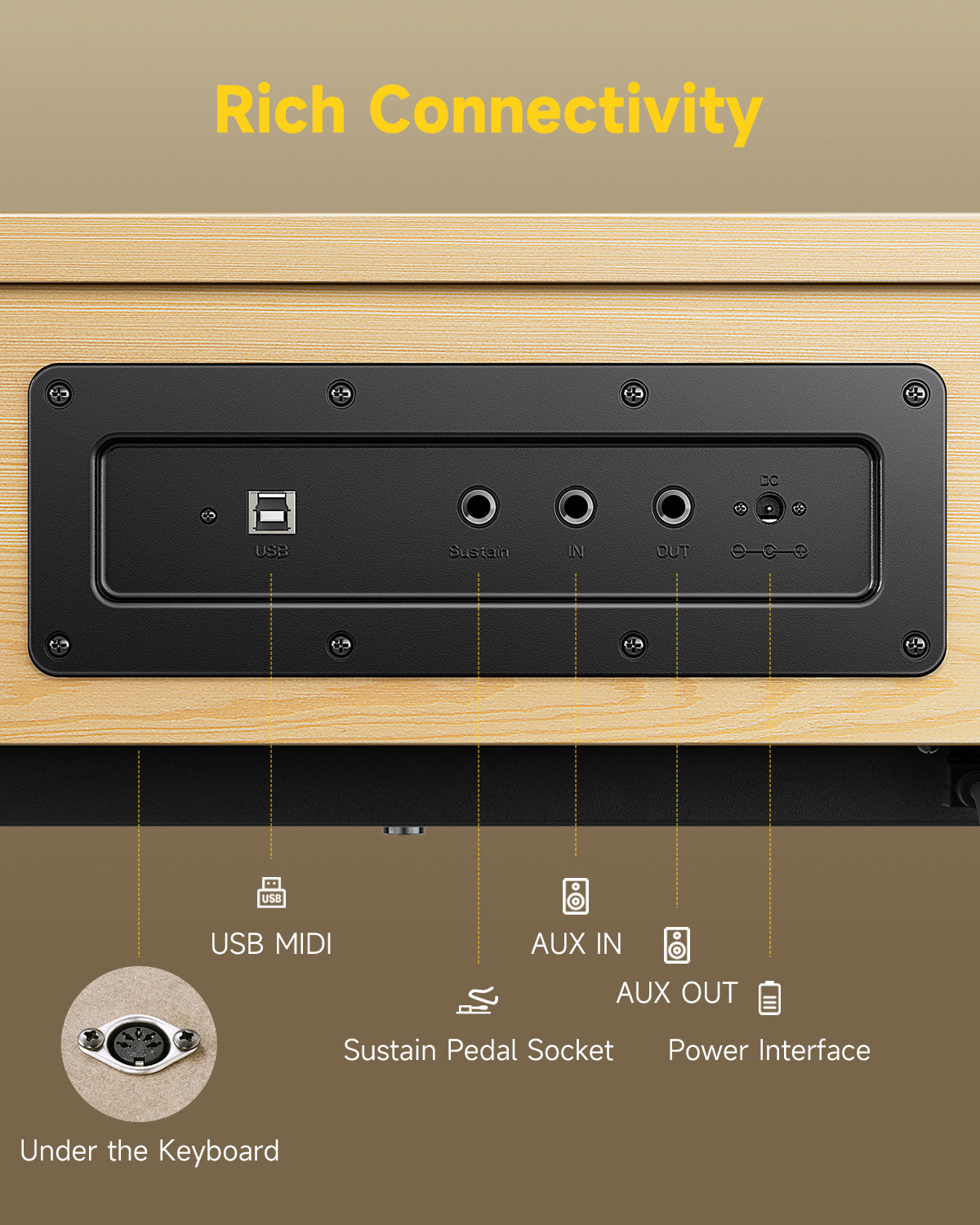 Donner Oura R300 88-key Home Digital Piano-Light Wood##