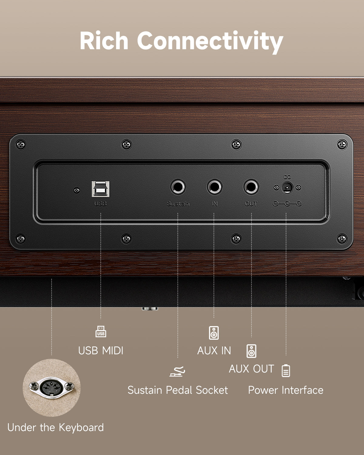 Donner Oura R300 88-key Home Digital Piano-Walnut##