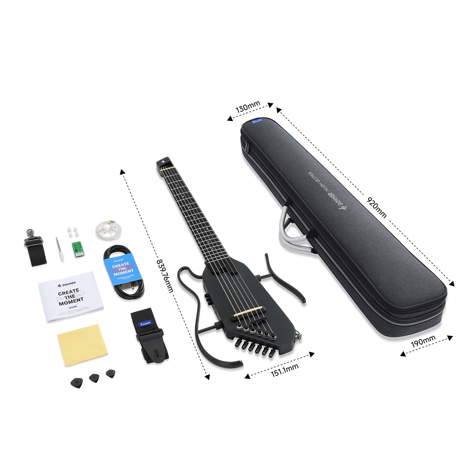 Donner HUSH™ C Nylon Acoustic-Electric Guitar-Black##