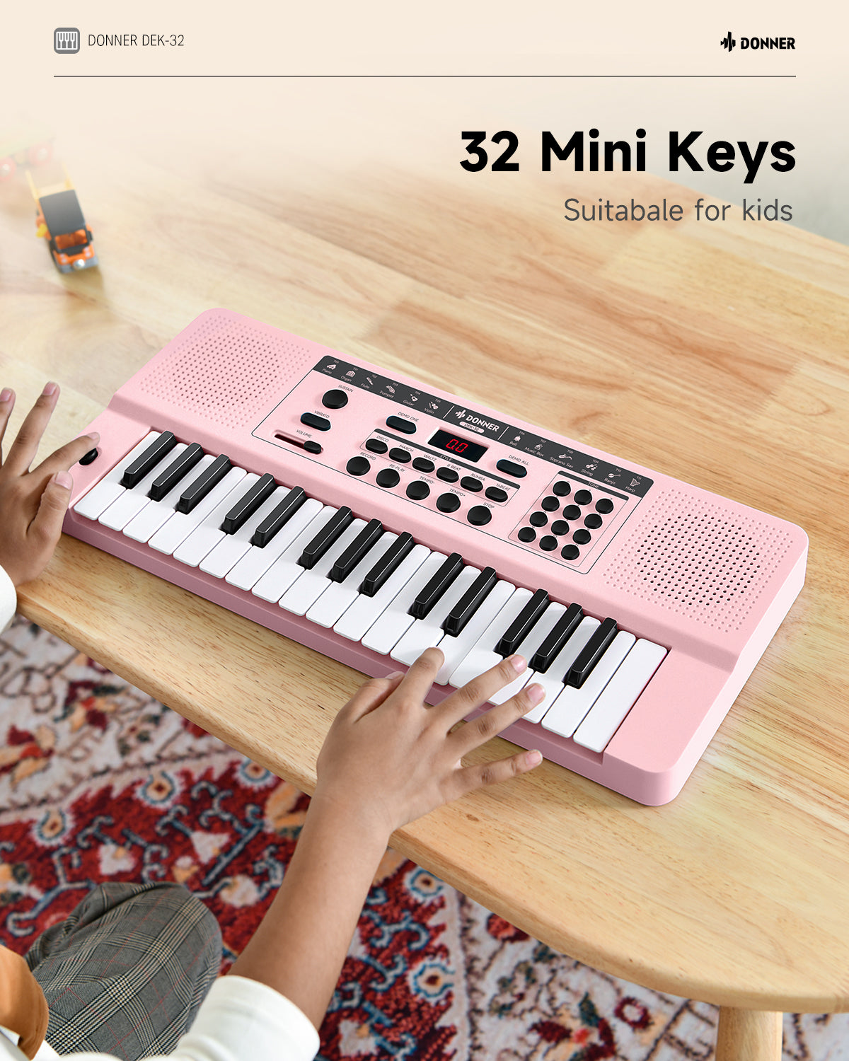 Donner DEK-32 32 keys Electronic Keyboard-Pink##