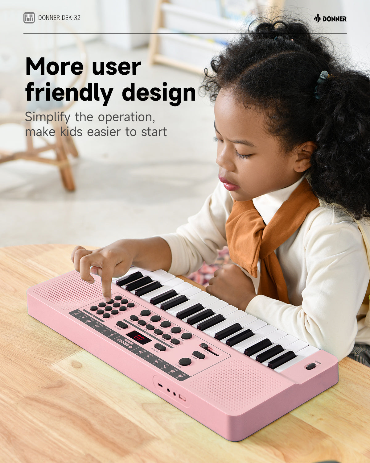 Donner DEK-32 32 keys Electronic Keyboard-Pink##
