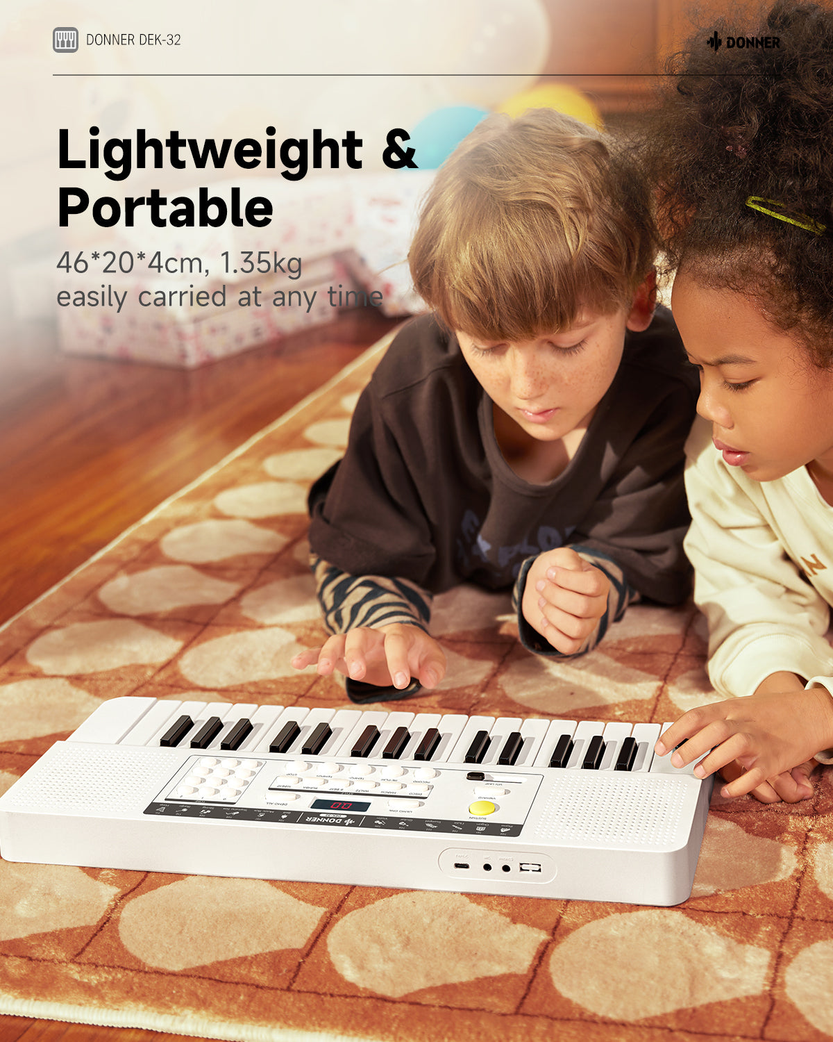 Donner DEK-32 32 keys Electronic Keyboard-White##