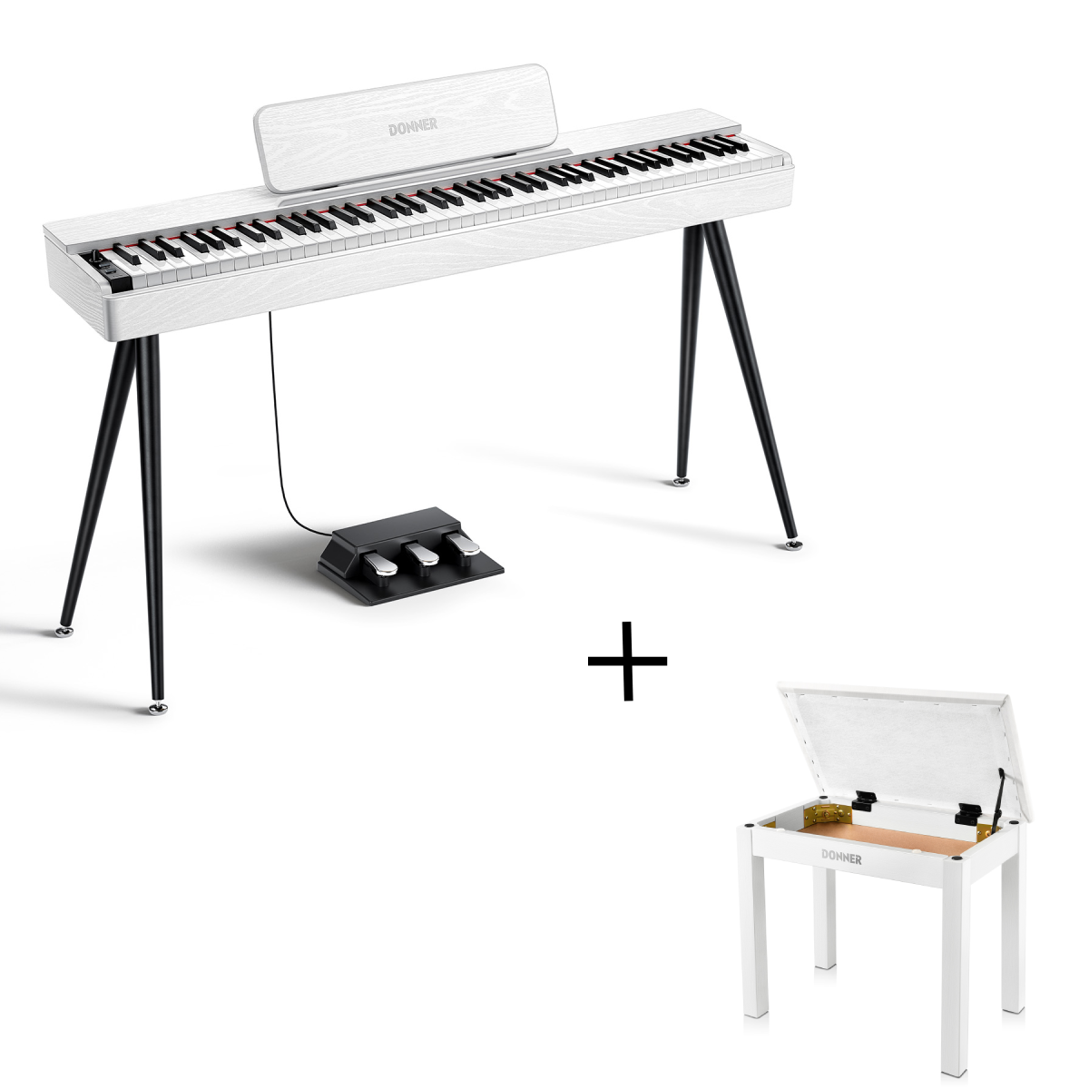 Donner OURA S100 88-Key Graded Hammer Weighted Digital Piano-White##