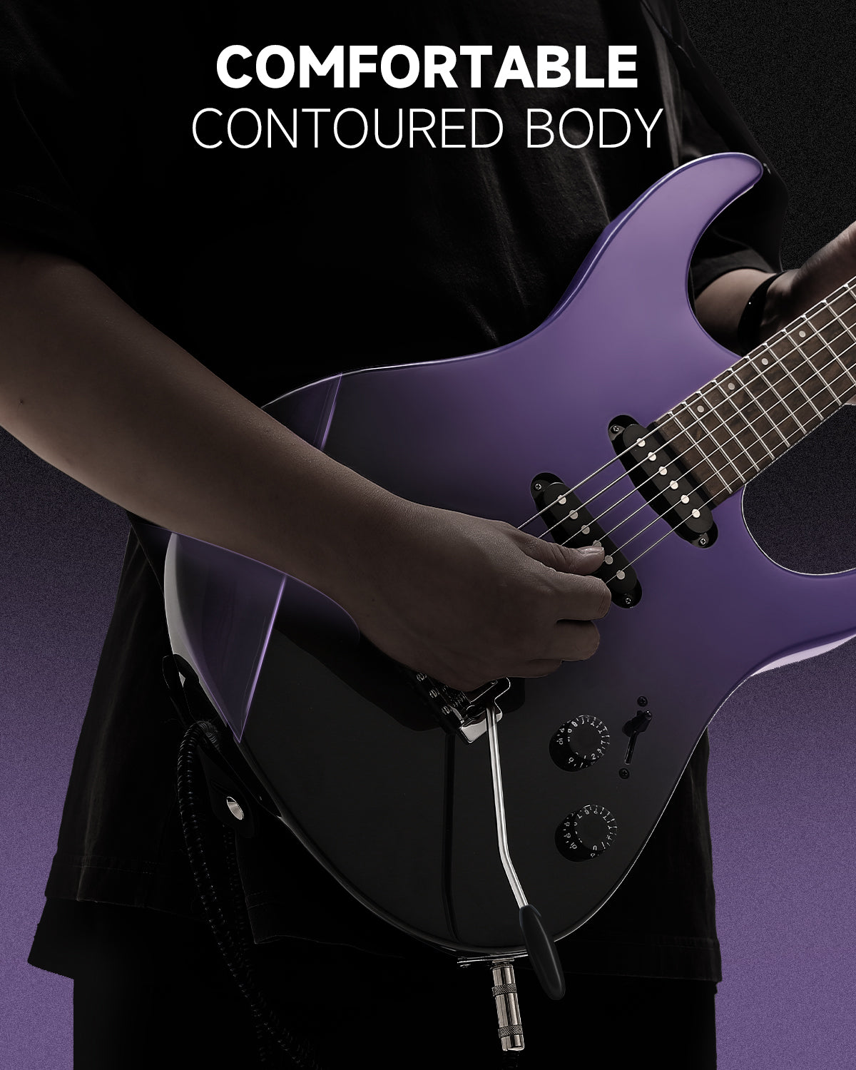 Donner DMT-66 Electric Guitar with Ceramic Single-Coil-Midnight Purple Gradient##