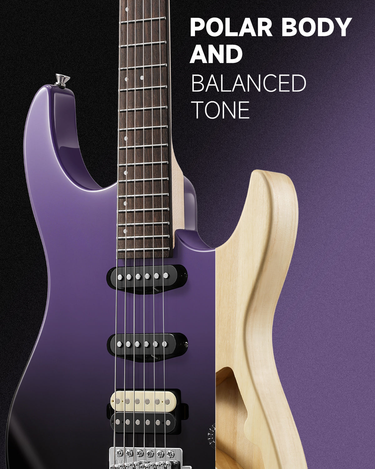 Donner DMT-66 Electric Guitar with Ceramic Single-Coil-Midnight Purple Gradient##