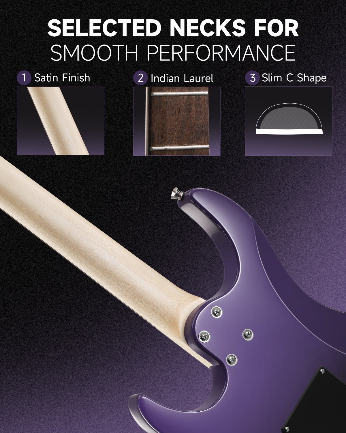 Donner DMT-66 Electric Guitar with Ceramic Single-Coil-Midnight Purple Gradient##