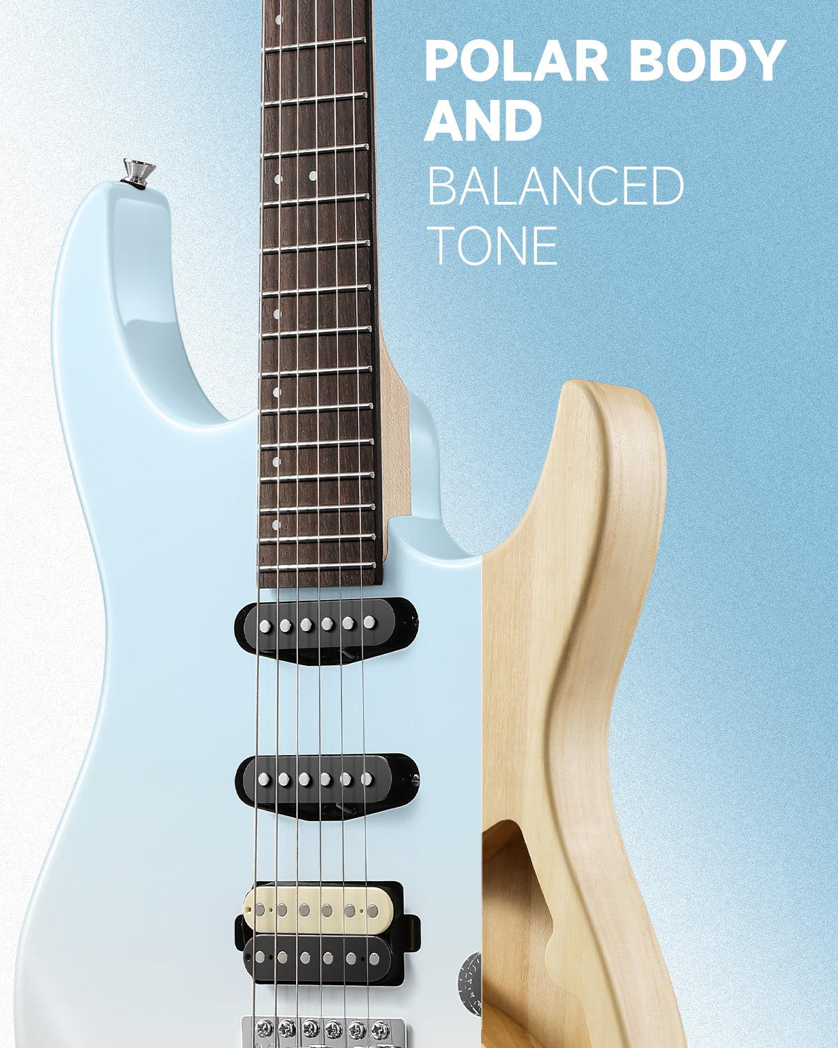 Donner DMT-66 Electric Guitar with Ceramic Single-Coil-Blue White Gradient##