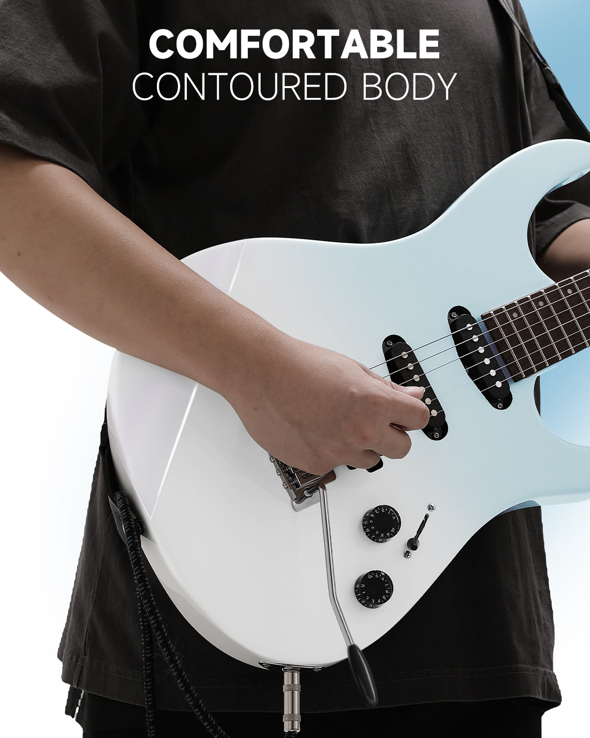 Donner DMT-66 Electric Guitar with Ceramic Single-Coil-Blue White Gradient##