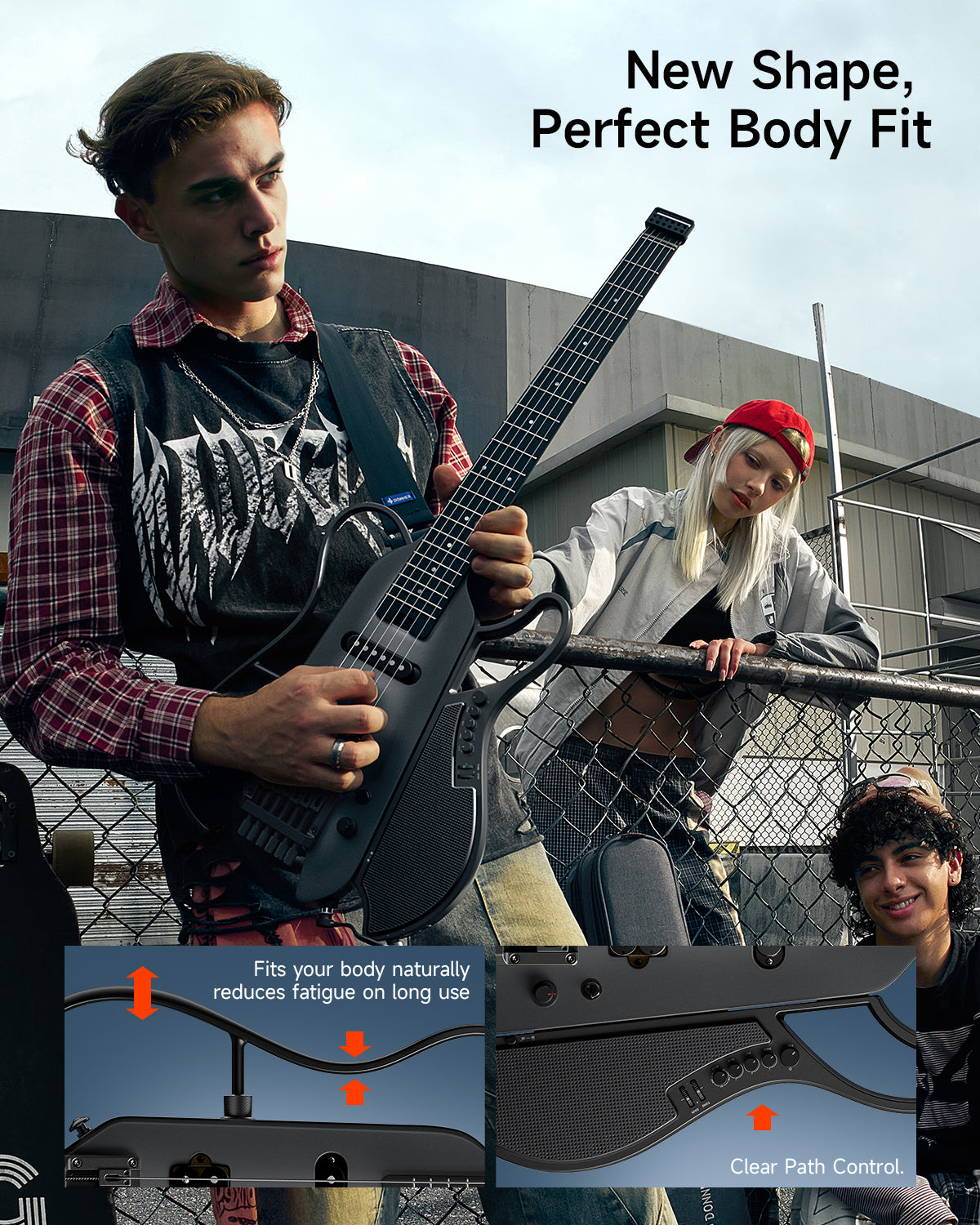 DONNER HUSH™ X Live Guitar-Black##