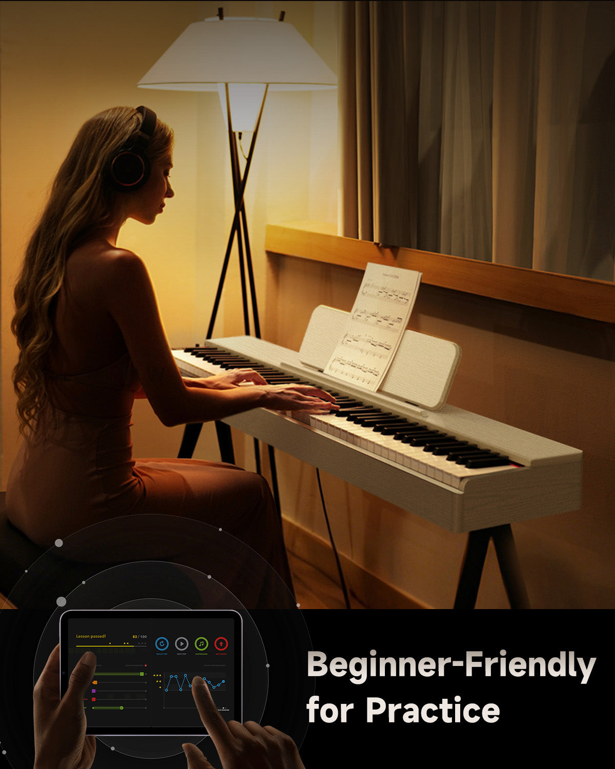 Donner OURA S100 88-Key Graded Hammer Weighted Digital Piano-White##