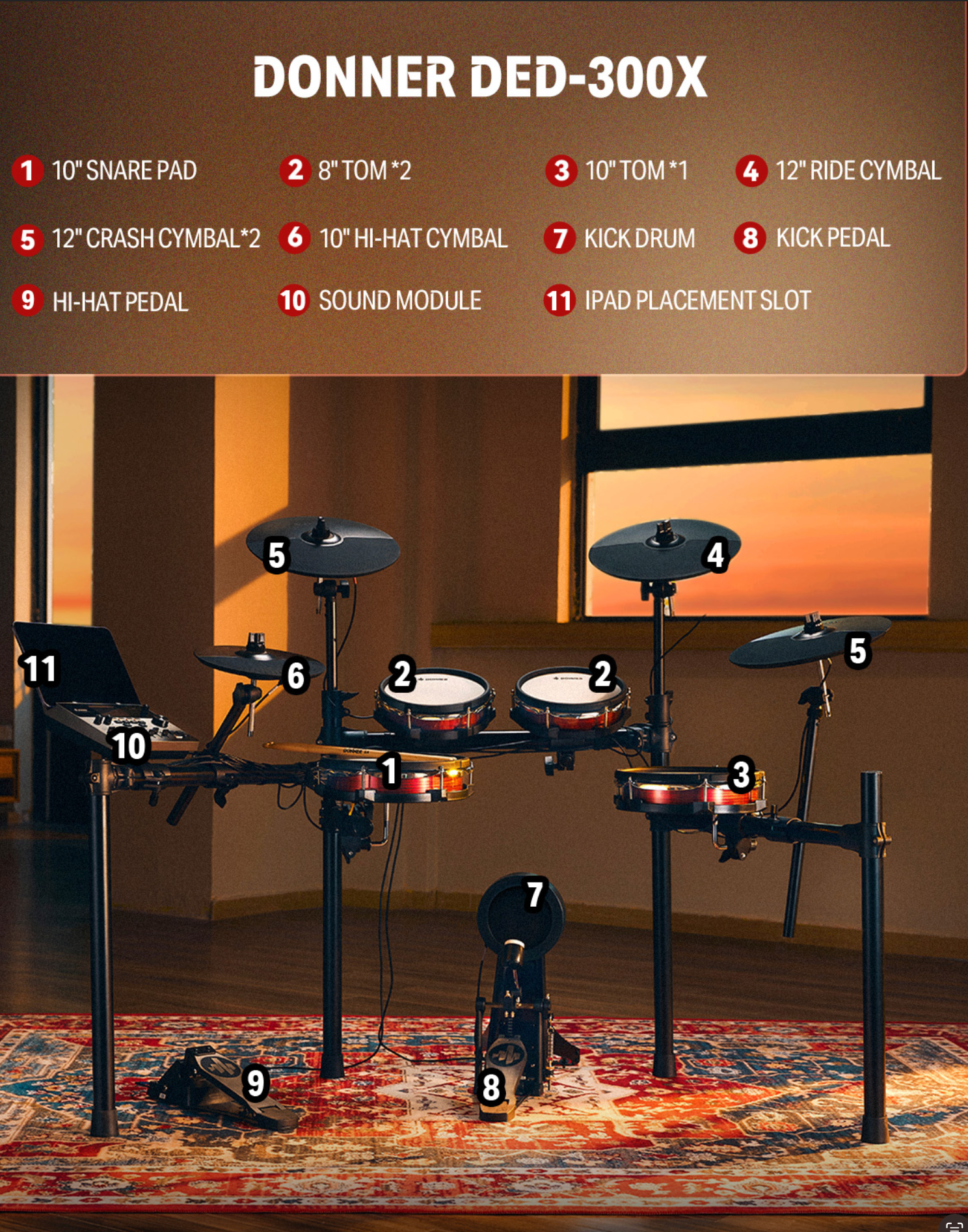 Donner DED-300X Electronic Drum Set