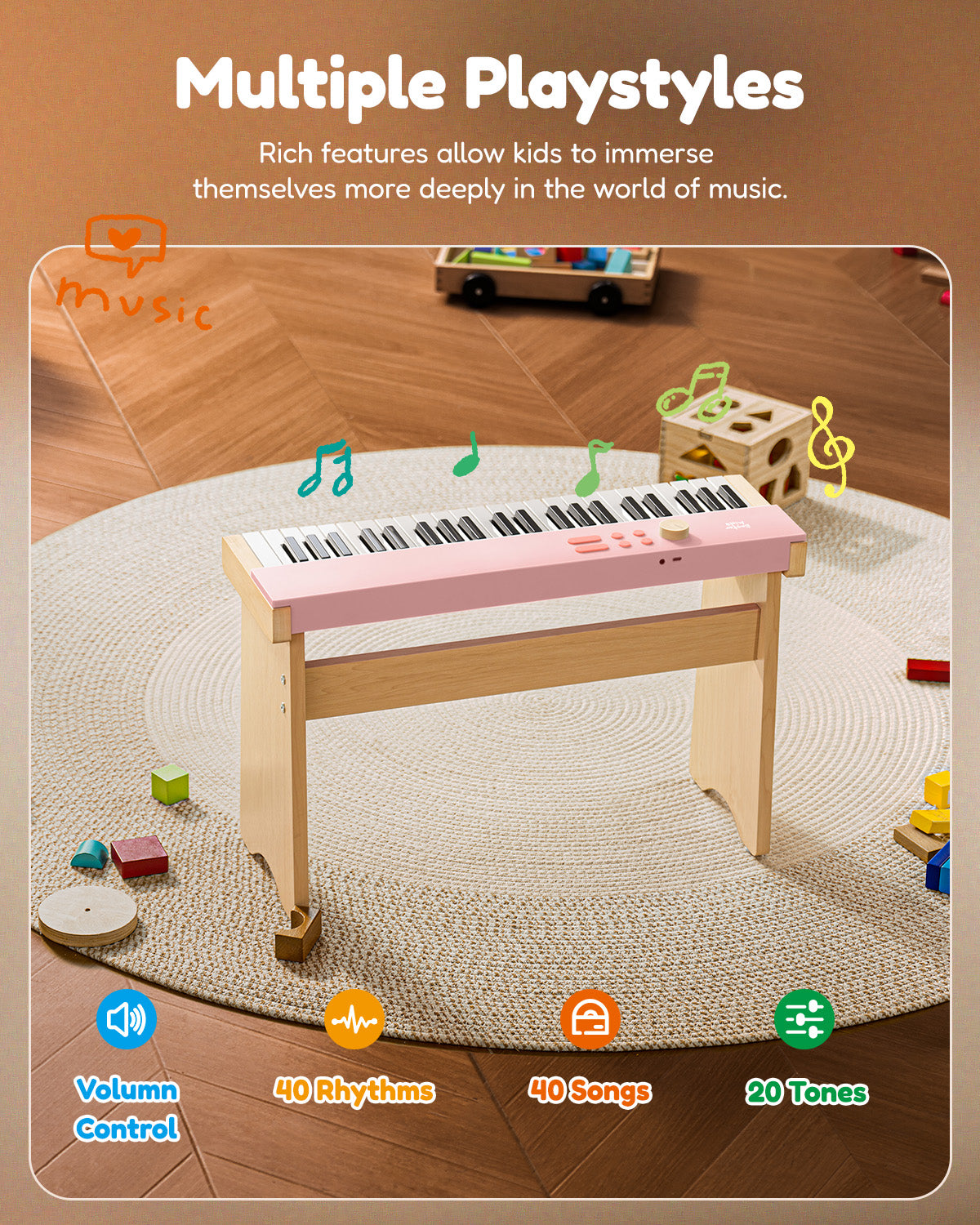 Eastar KIDO V-20 Mini 44 keys Digital Keyboard with Stand