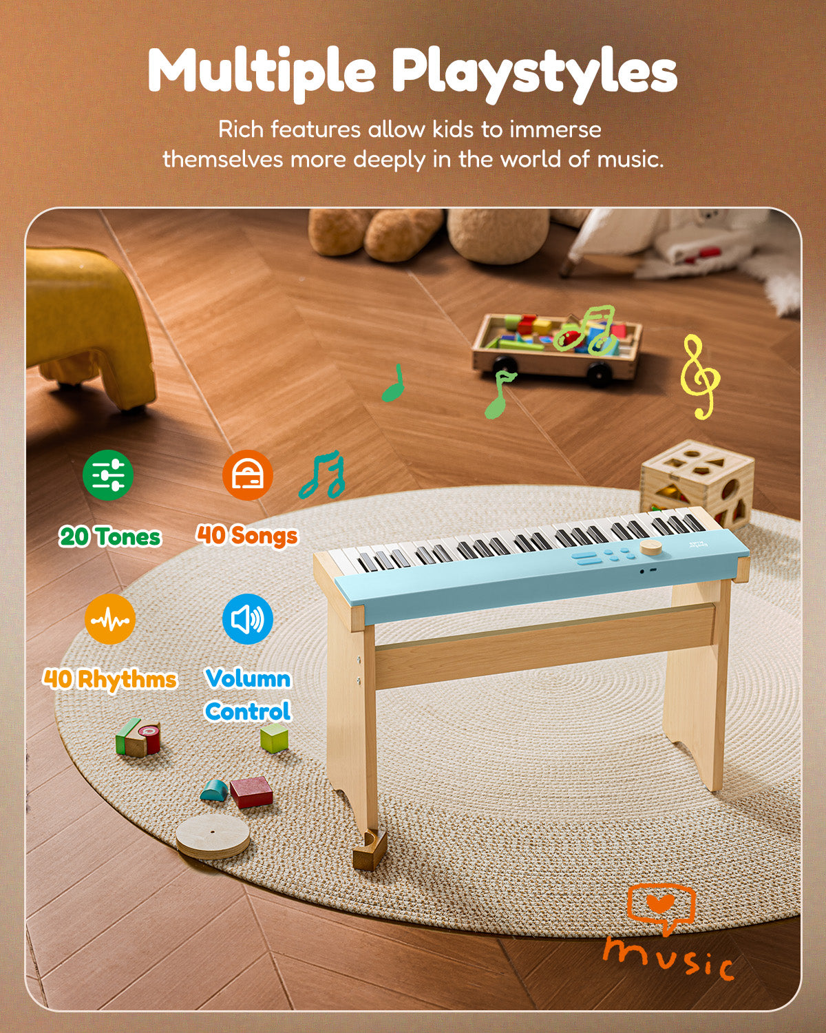 Eastar KIDO V-20 Mini 44 keys Digital Keyboard with Stand