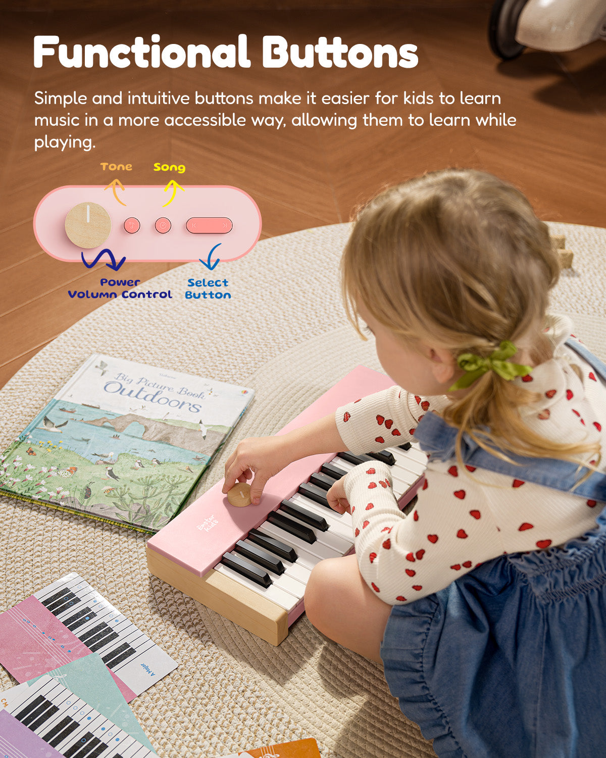 Eastar KIDO V-10 32 Keys Mini Digital Keyboard-Light Pink