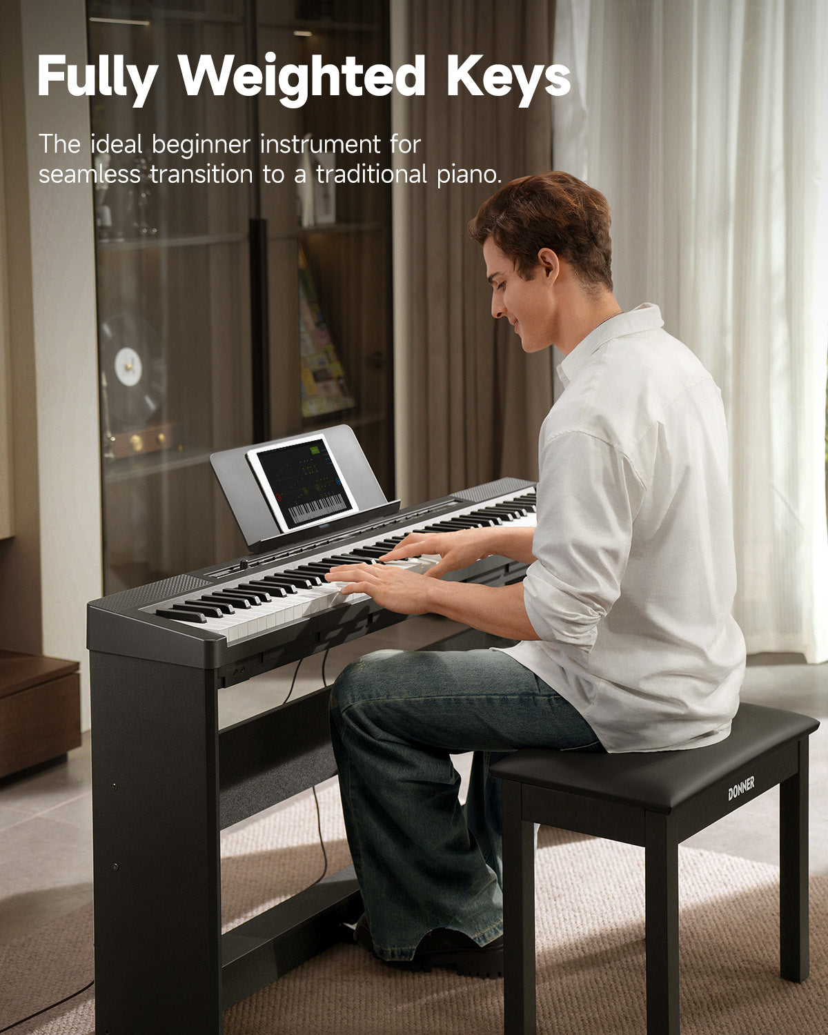Donner DEP-16S Digital Piano with Stand-Black##