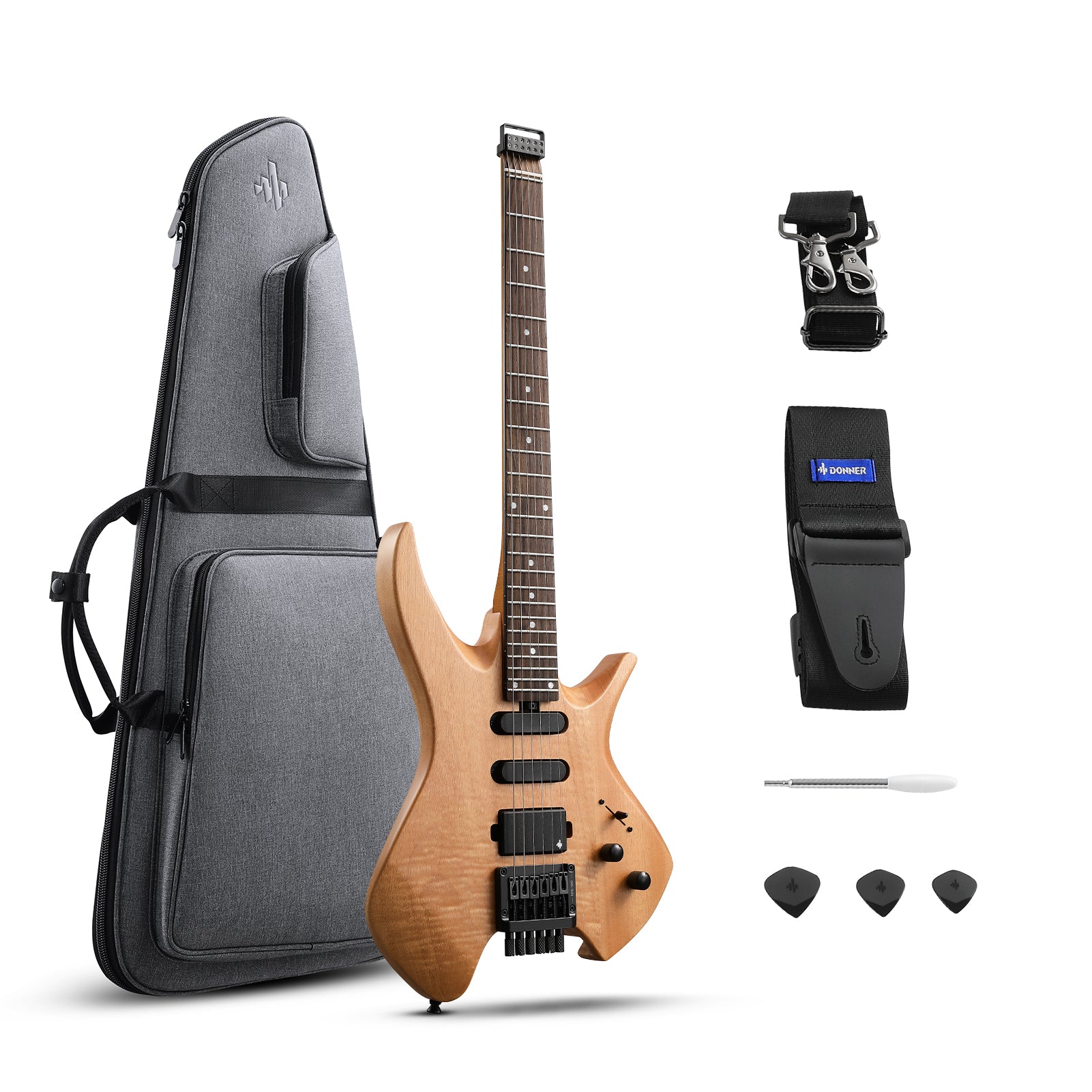 Donner HLX-500 エレキギター ケース付き Donner HLX-500 Headless Electric Guitar(NHL-500)