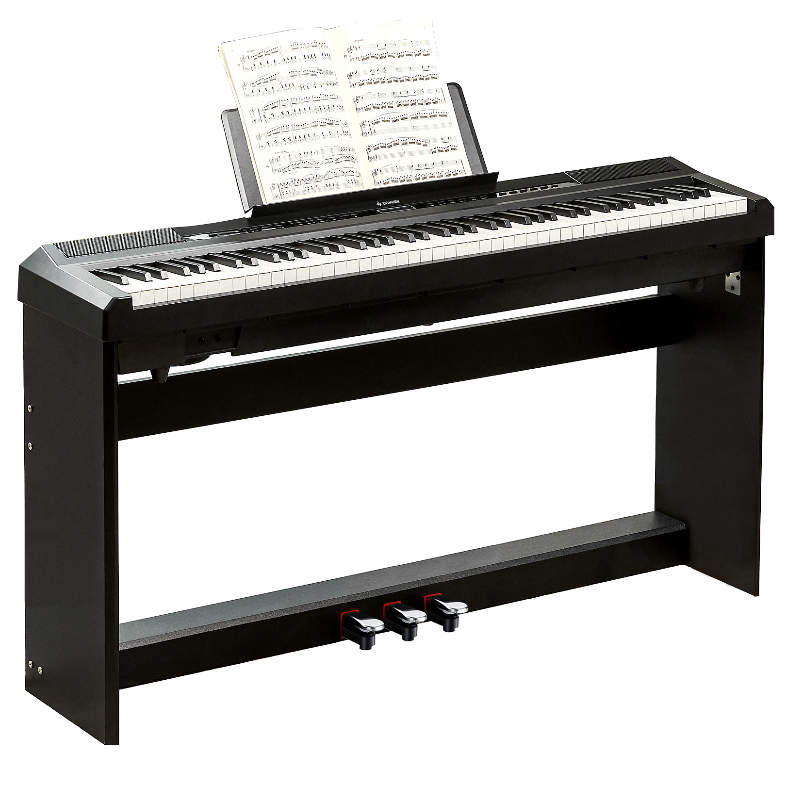 Piano Clavier Numerique 61 Touches 100 Sons MIDI Set Banquette Support Noir