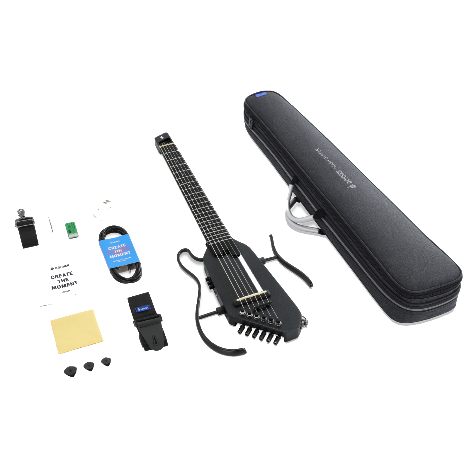 Donner HUSH™ C Nylon Acoustic-Electric Guitar-Black##