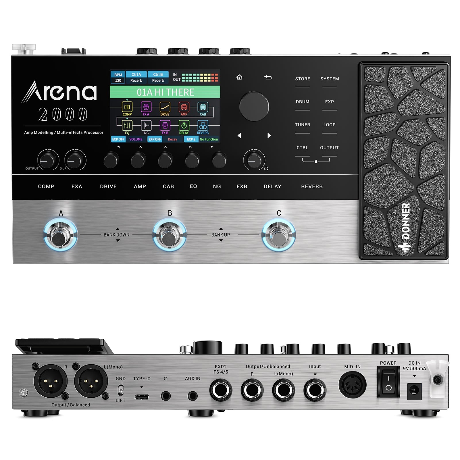 Donner Arena 2000 Multi-Effect Guitar Pedal AMP Modeling