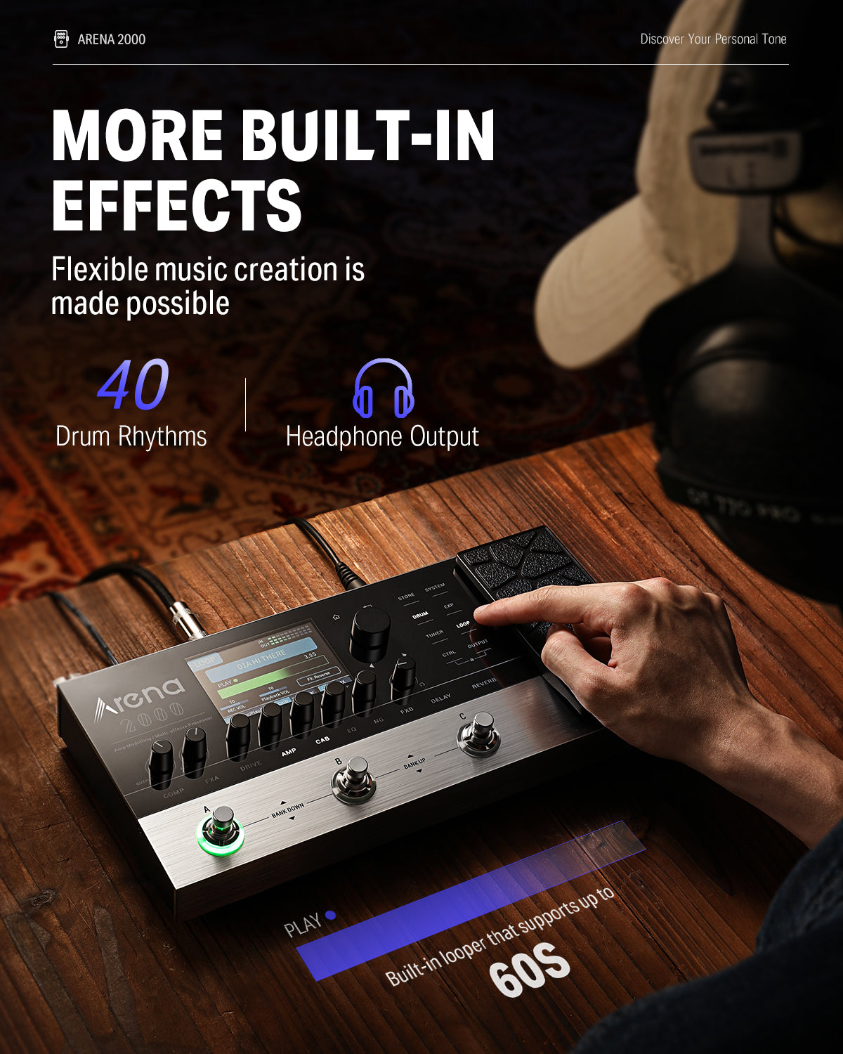 Donner-Arena-2000-Multi-Effects-Guitar-Pedal-Modeling-Multi-Effects-Processor