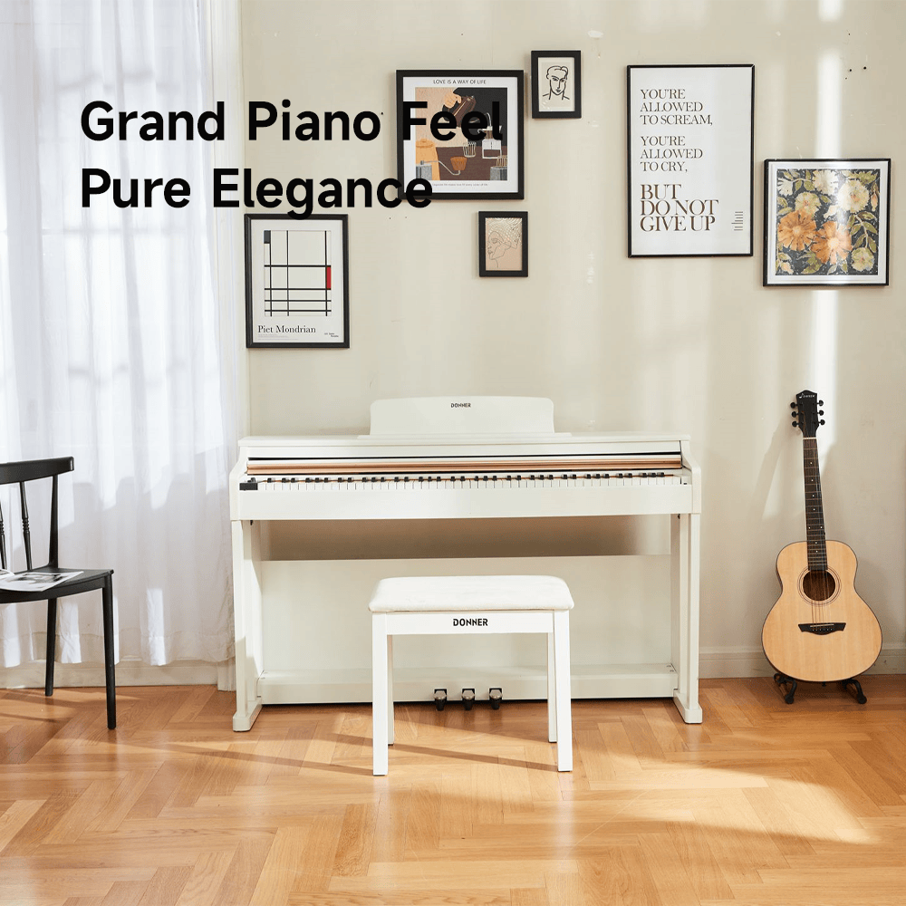 Discover the Donner DDP-100 88-Key Weighted Action White Digital Piano Bundle