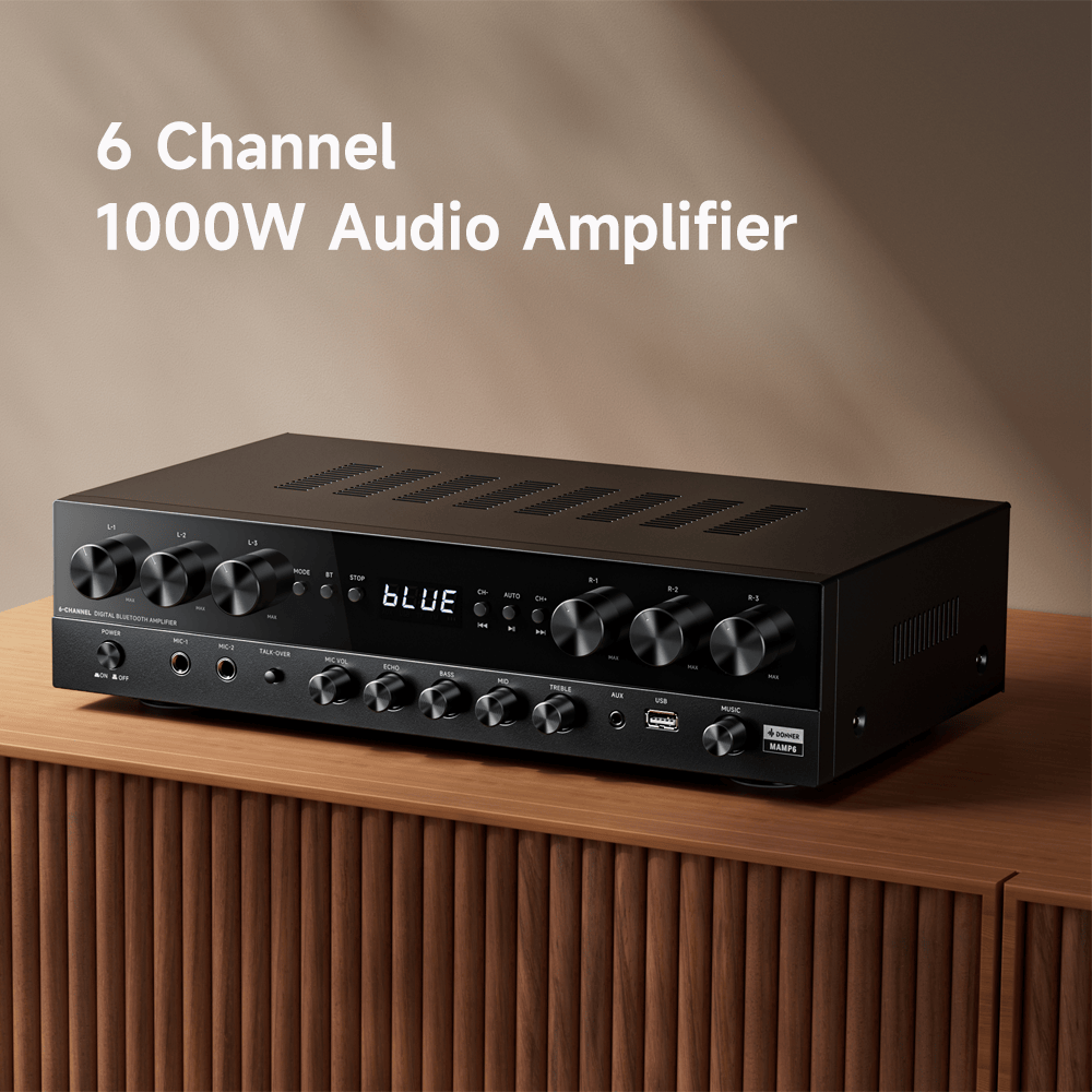Donner MAMP6 Stereo Receiver – 6 Channel 1000W Audio Amplifier