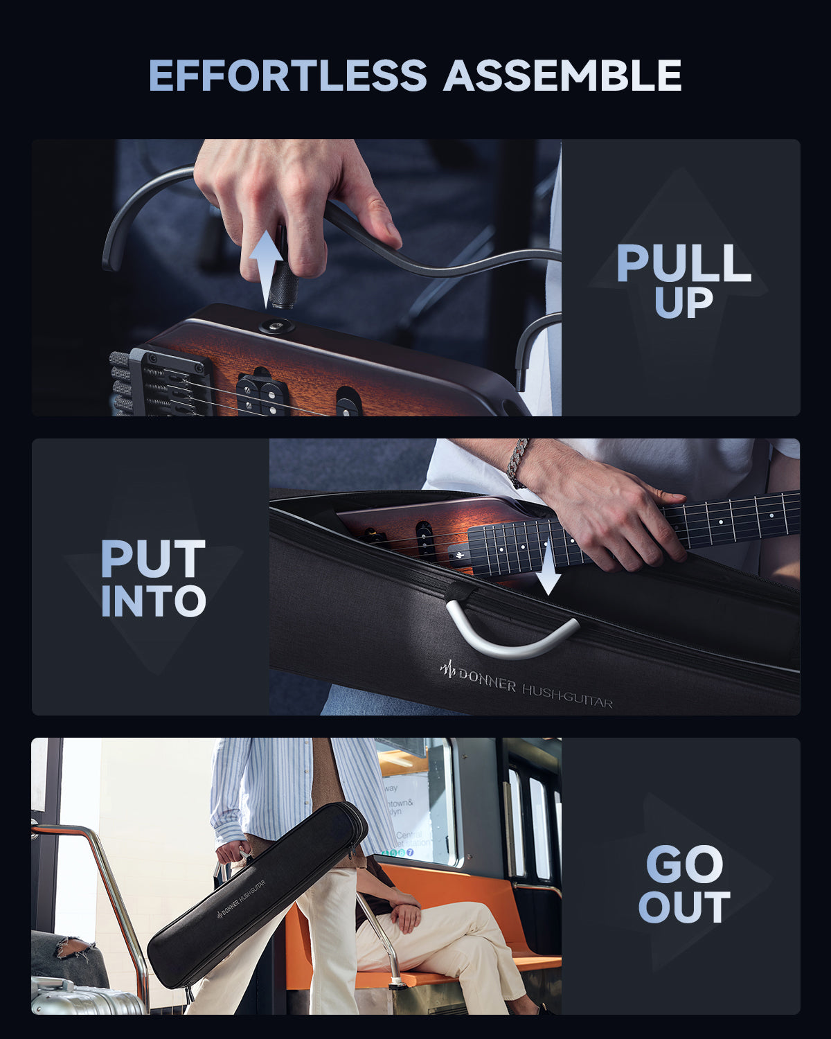 Donner HUSH™ X Electric Guitar-Sunburst##