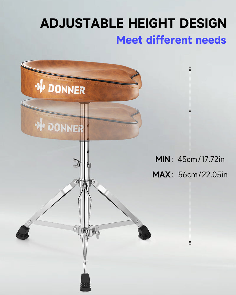 Donner DT-50 Slim Saddle Drum Throne Brown