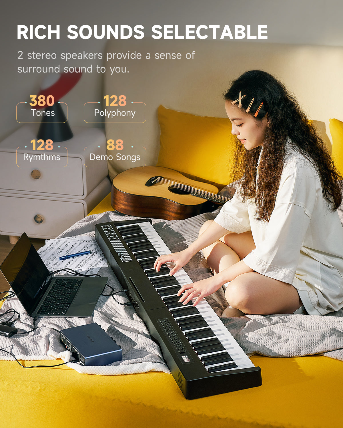 Donner DEP-08 88 Key Velocity-Sensitive Digital Piano with Stand for Beginner