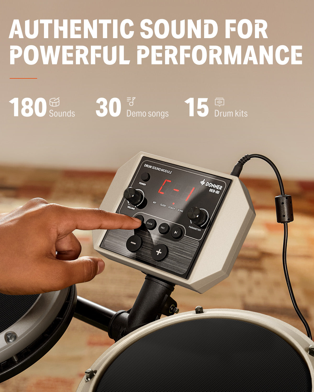 Donner DED-80 Electronic Drum Set-White##