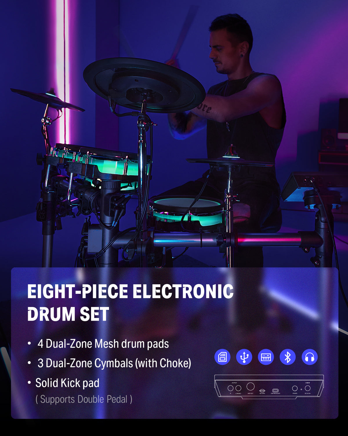 Donner BackBeat Electronic Drum Set with 7" Touch Screen and 1126 Sounds