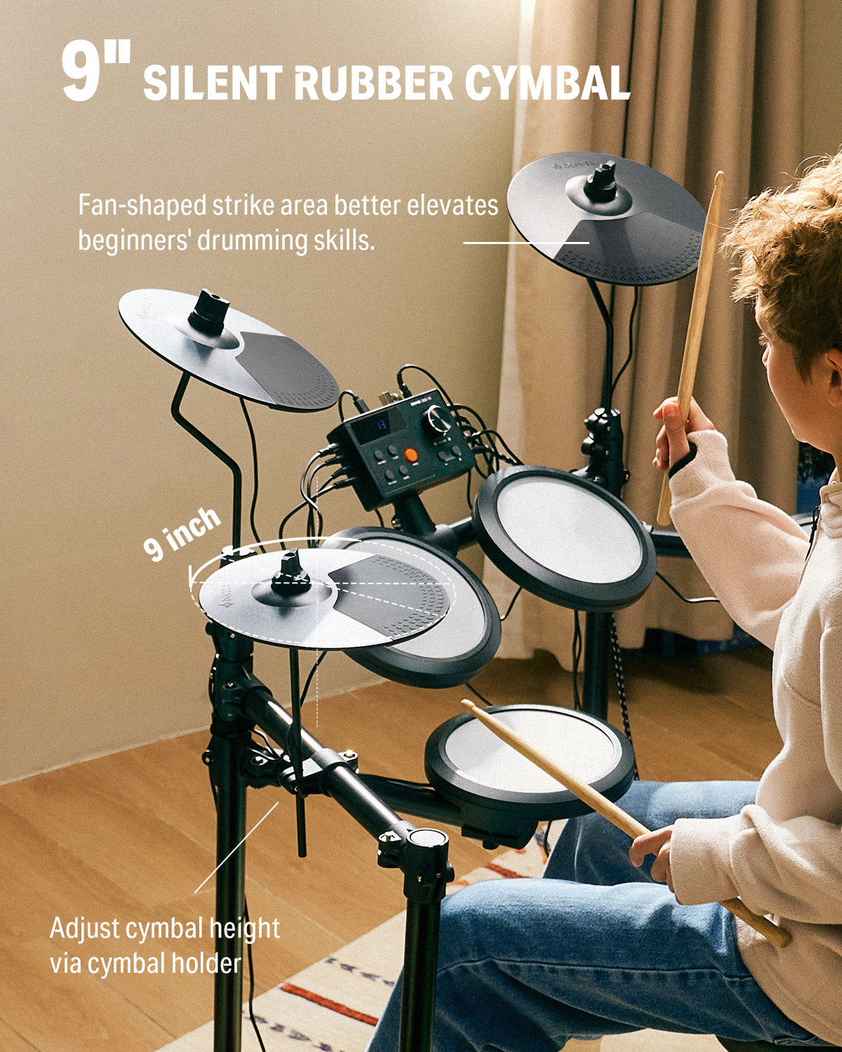 Donner DED-70 Electronic Drum Set 4-Drum 3-Cymbal For Beginners with Headphones/Drum Throne