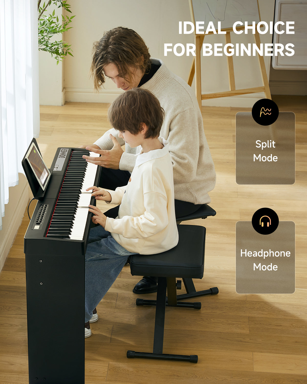 Donner DEP-08 88 Key Velocity-Sensitive Digital Piano with Stand for Beginner
