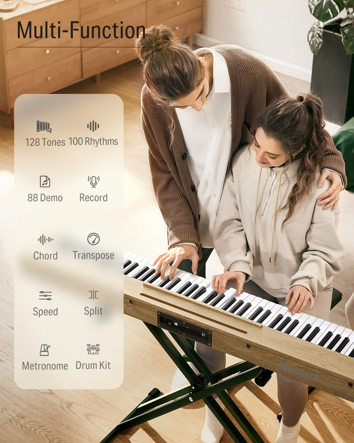 Donner DEP-1S Semi Weighted Keyboard Digital Piano-Light Wood##