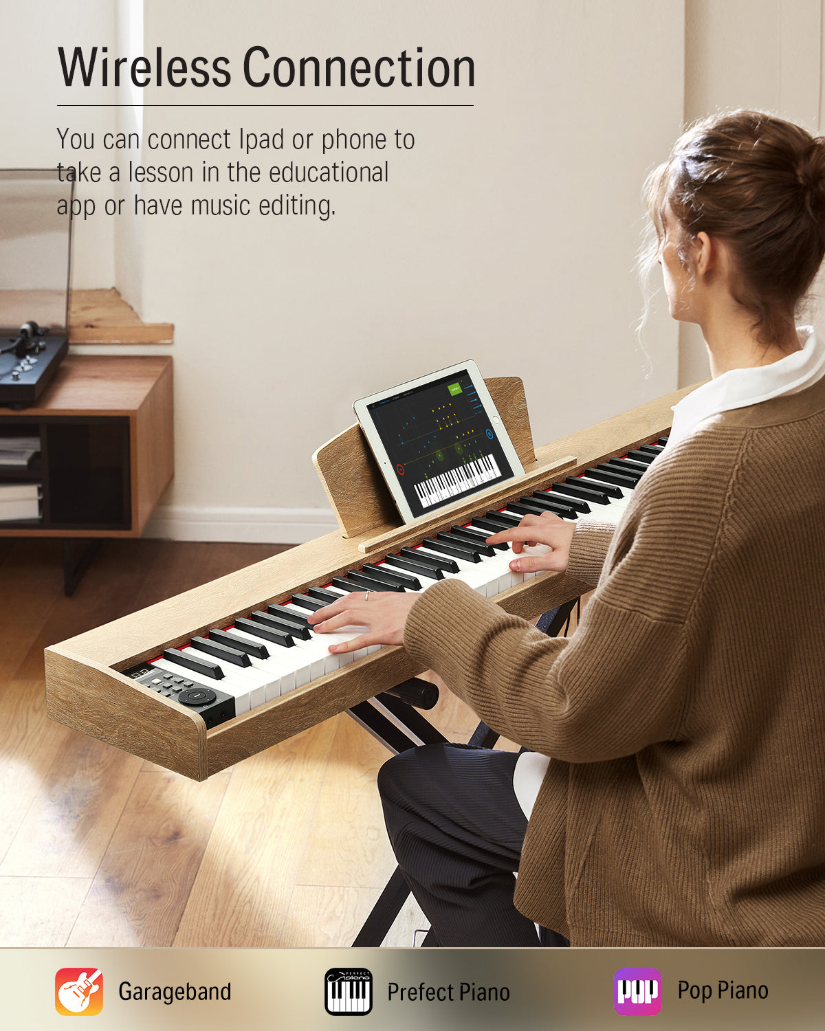 Donner DEP-1S Semi Weighted Keyboard Digital Piano-Light Wood##