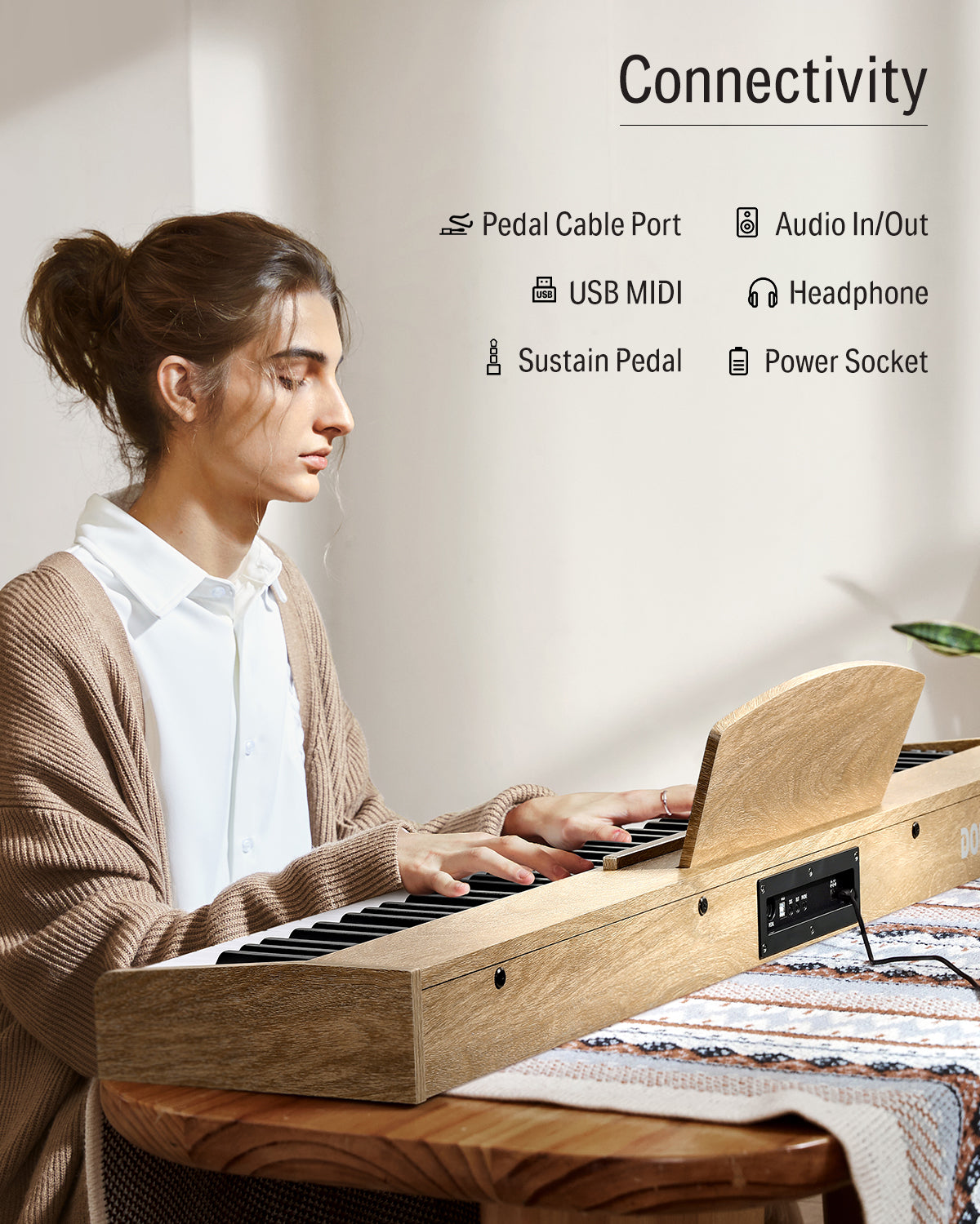 Donner DEP-1S Semi Weighted Keyboard Digital Piano-Light Wood##