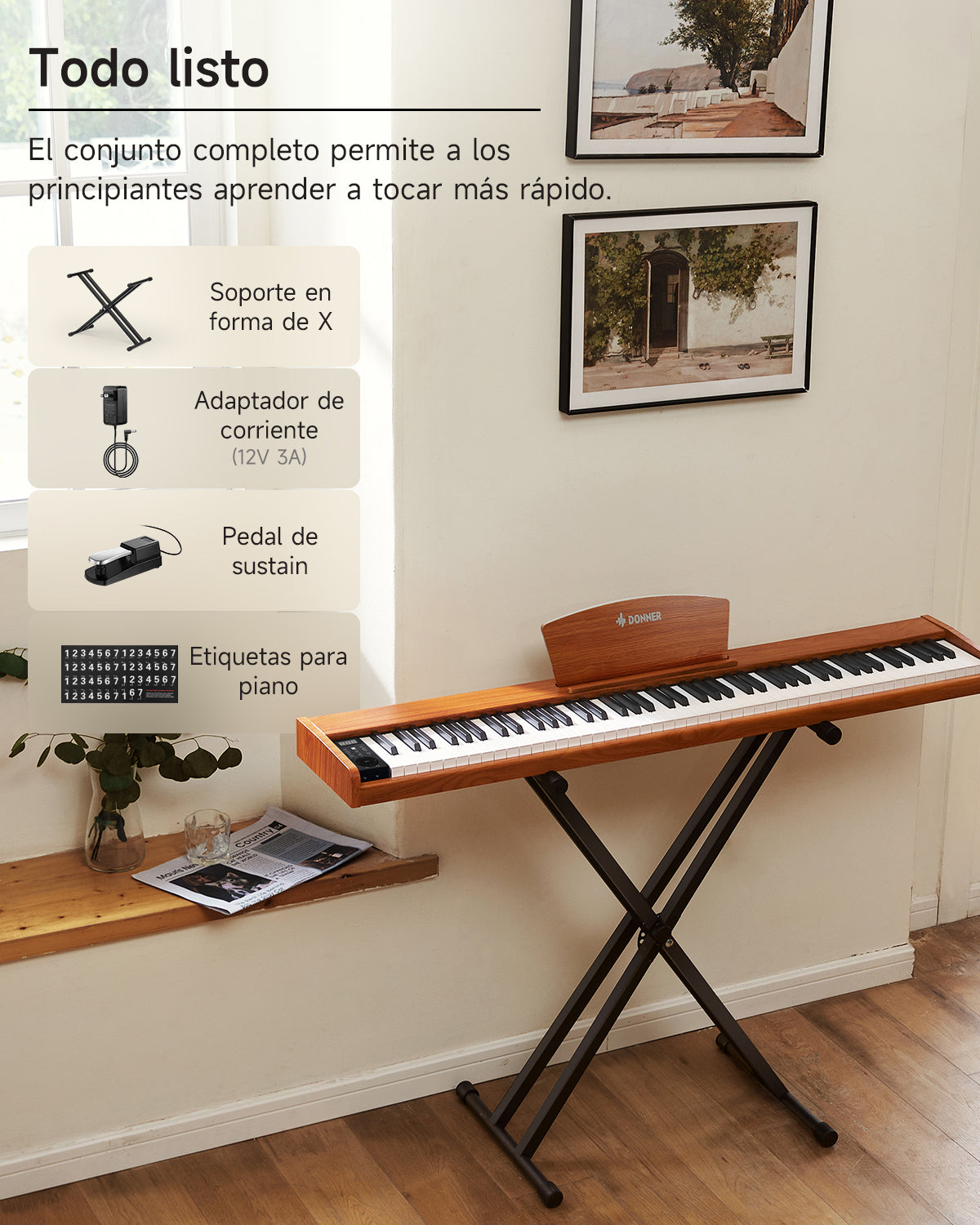 Donner DEP-1S Semi Weighted Keyboard Digital Piano-Natural Upgrade##