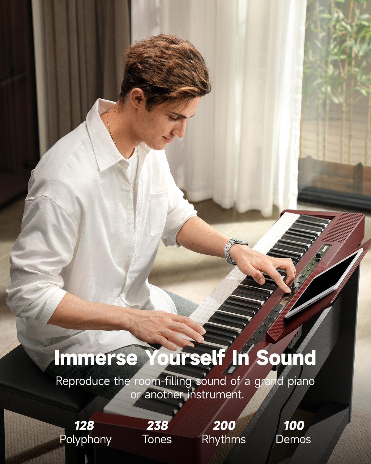 Donner DEP-16S Digital Piano with Stand-RoseWood##