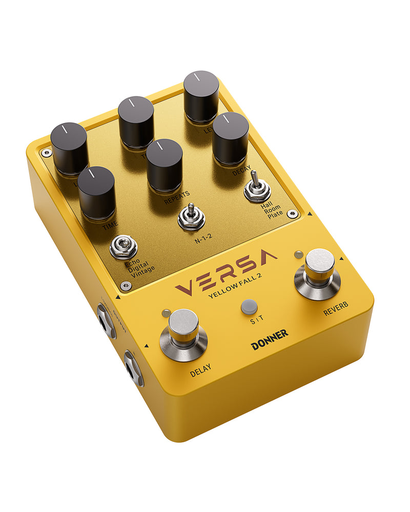 Donner Versa - Yellow Fall II 3x3 Reverb-Delay Combo Guitar Pedal with Tap Tempo