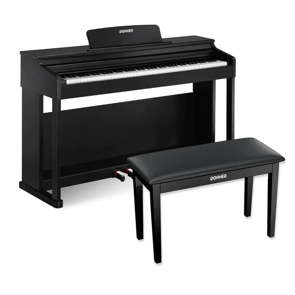 Donner Home Piano Digital 88 teclas, paquete de teclado para piano con soporte de muebles triple pedales para aficionados principiantes, DDP-100 negro