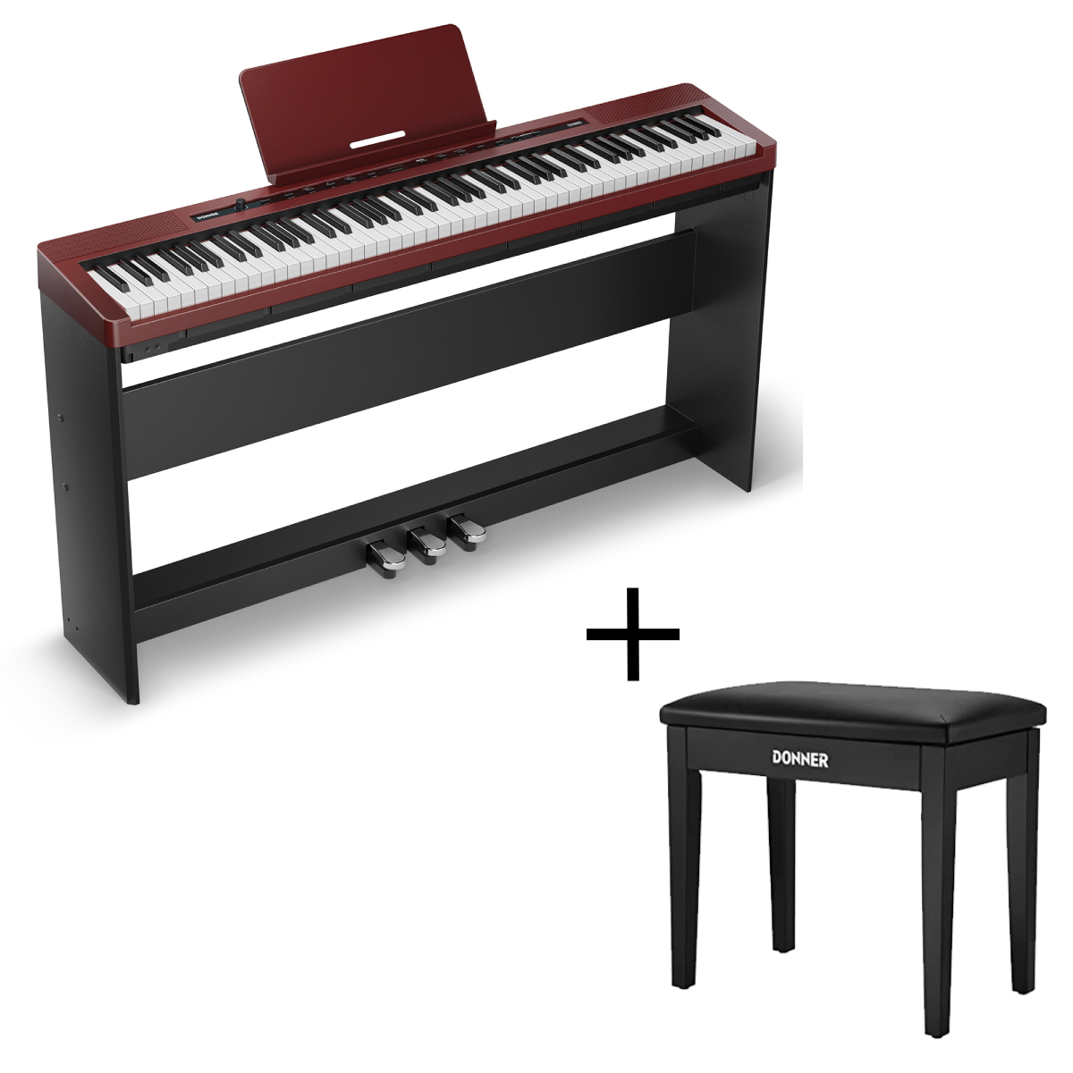 Donner DEP-16S Digital Piano with Stand-RoseWood##