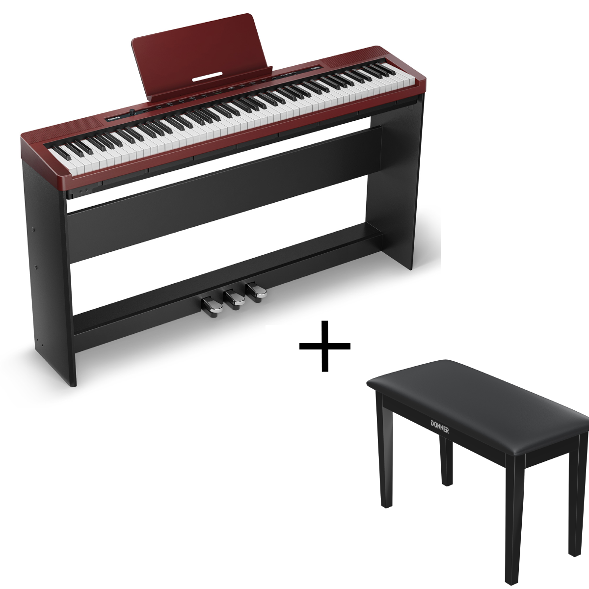 Donner DEP-16S Digital Piano with Stand-RoseWood##