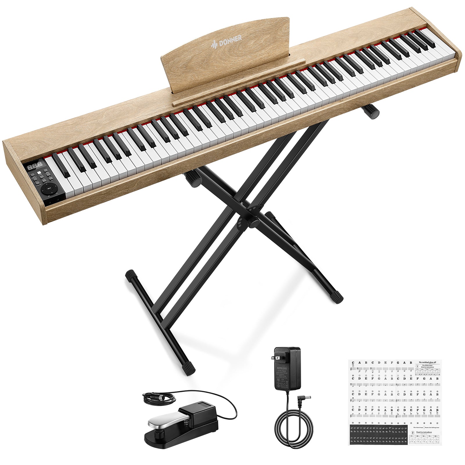 Donner DEP-1S Semi Weighted Keyboard Digital Piano-Light Wood##