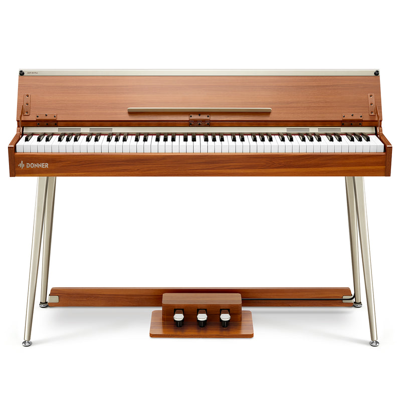 Donner DDP-80 Wooden Style 88 Key Weighted Keyboard Piano, Beginner Digital  Piano Full Size Electric Keyboard with Stand, Power Adapter, Triple Pedal  and MIDI Connecting - Guitar Villa