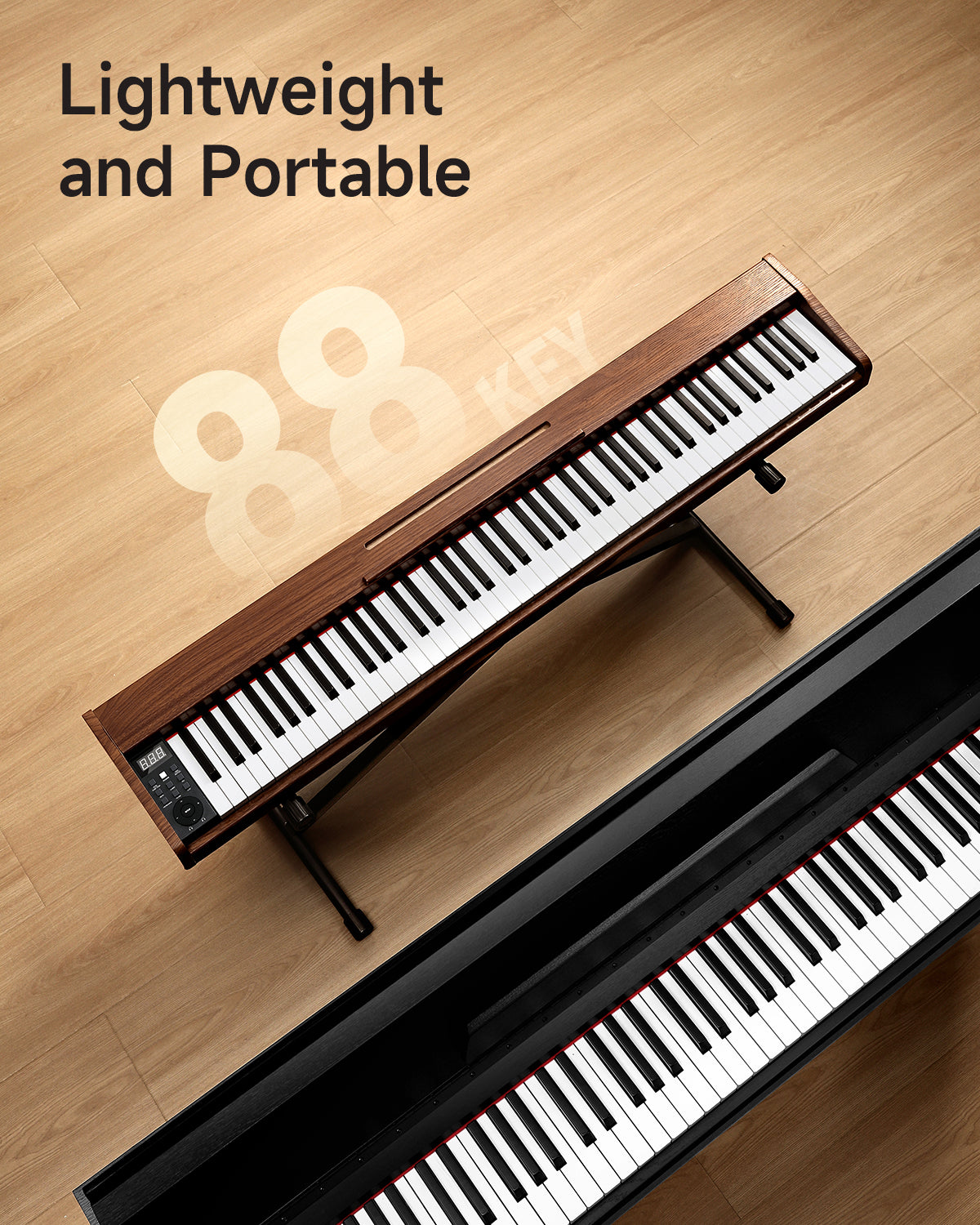 Donner DEP-1S Semi Weighted Keyboard Digital Piano-Antique Brown##