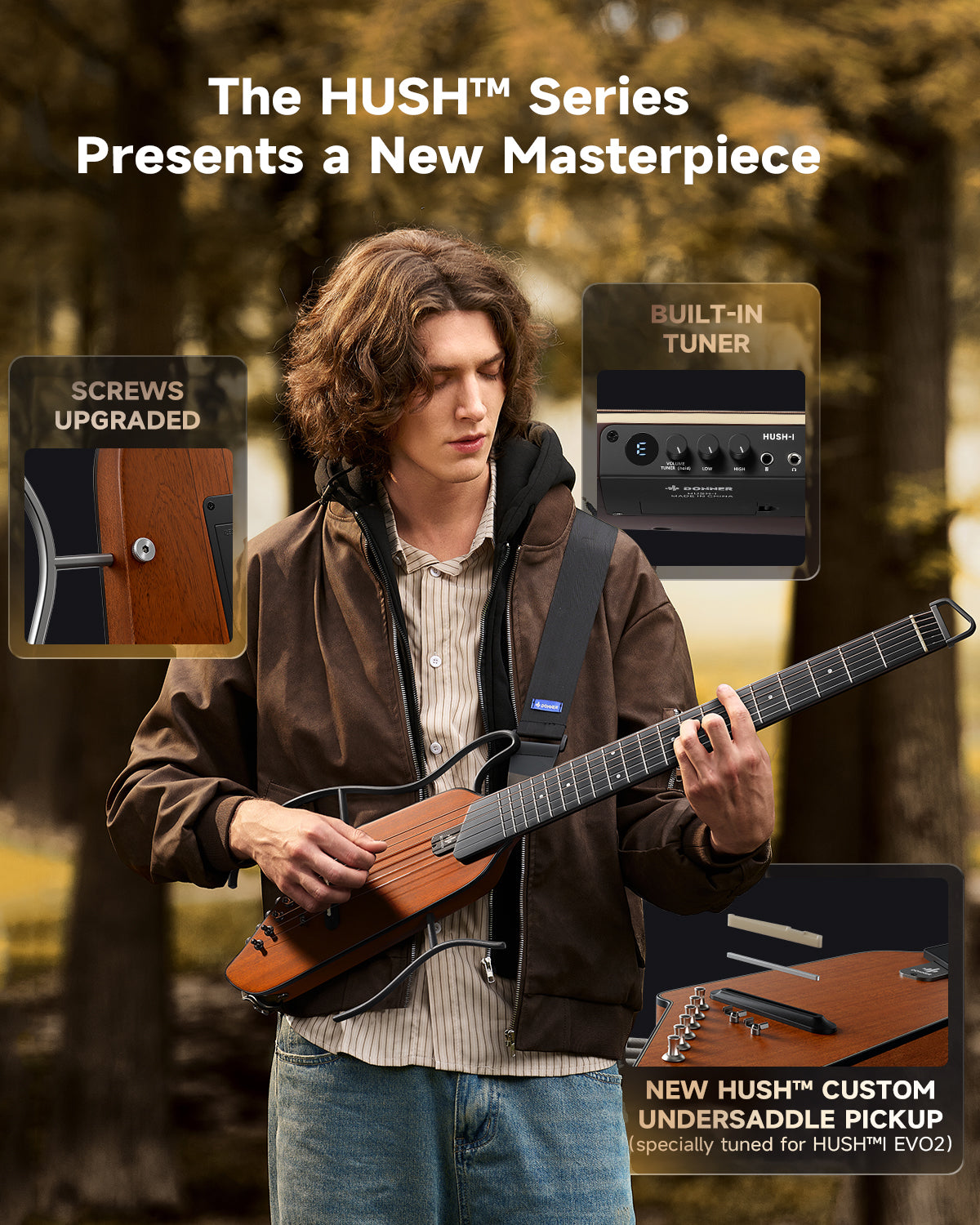 Donner HUSH I EVO2 Acoustic-Electric Travel Guitar
